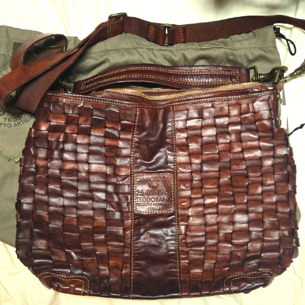 Campomaggi Woven Leather Messenger Bag - Brown NWOT